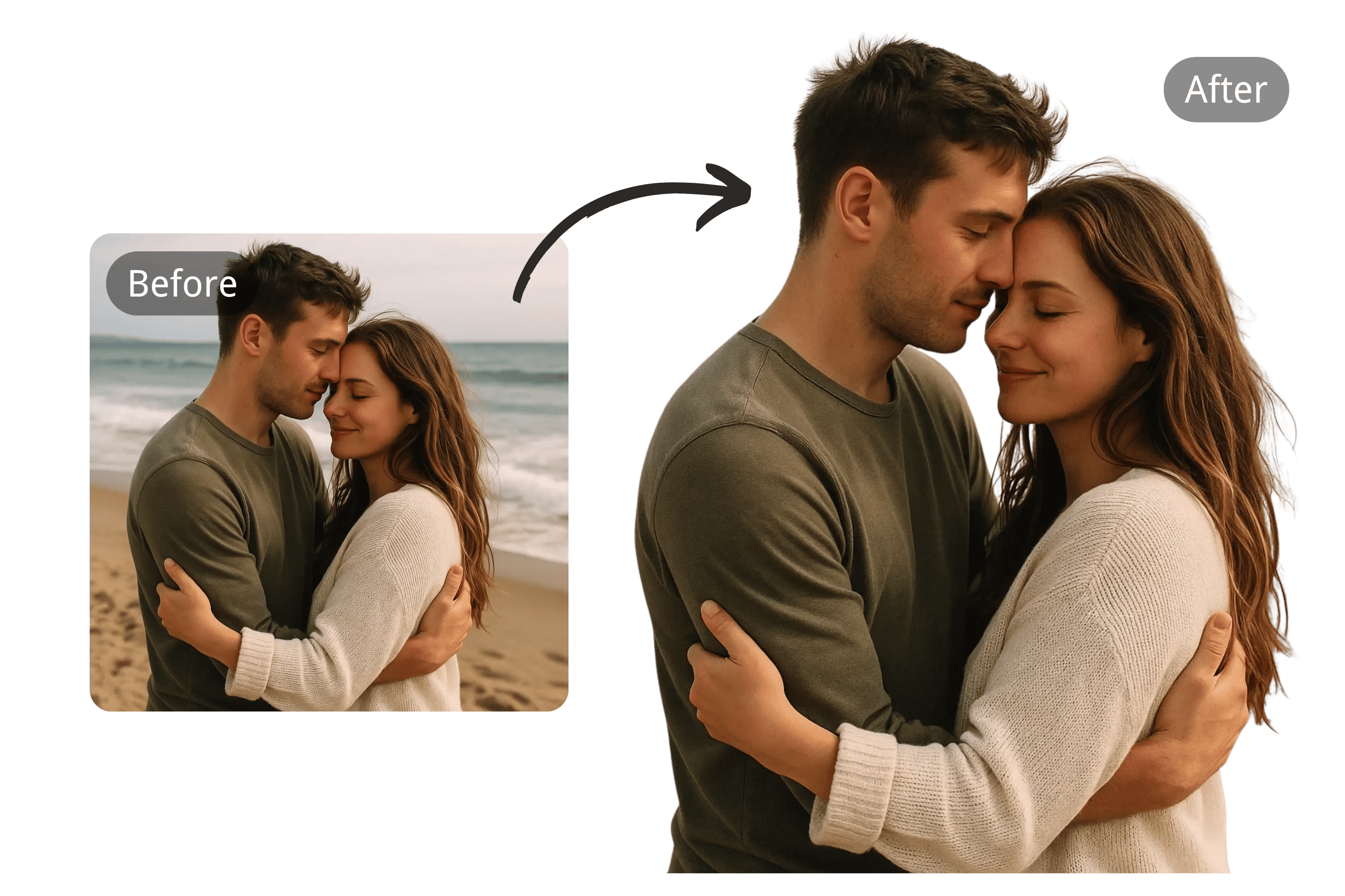 Preview of a transparent background export in the Background Remover workspace